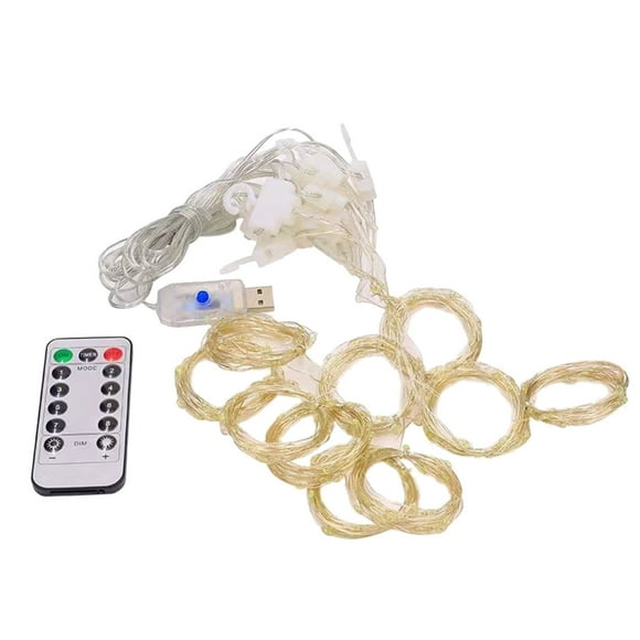 Rbaofujie Party Lights LED Copper Wire Curtain Lights USB Remote Control Lights Multifunctional String Lights Christmas Holiday Decoration Christmas Decorations Outdoor