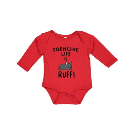 

Inktastic Frenchie Life is Ruff!Grey Gift Baby Boy or Baby Girl Long Sleeve Bodysuit