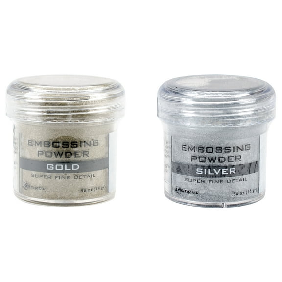 Gold & Silver - 2-Pack Variety - Ranger Embossing Powder, 1 Jar Super Fine Gold 1 Jar Super Fine Silver