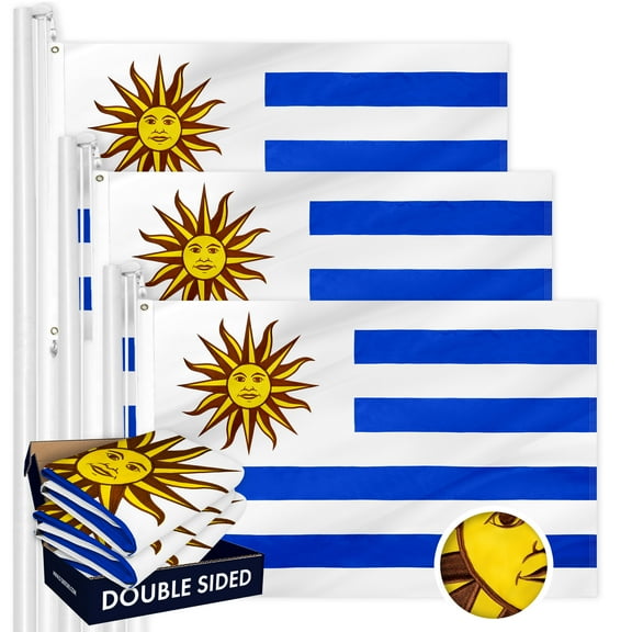 Uruguay Uruguayan Flag 3x5FT 3-Pack Double-sided Embroidered Polyester By G128