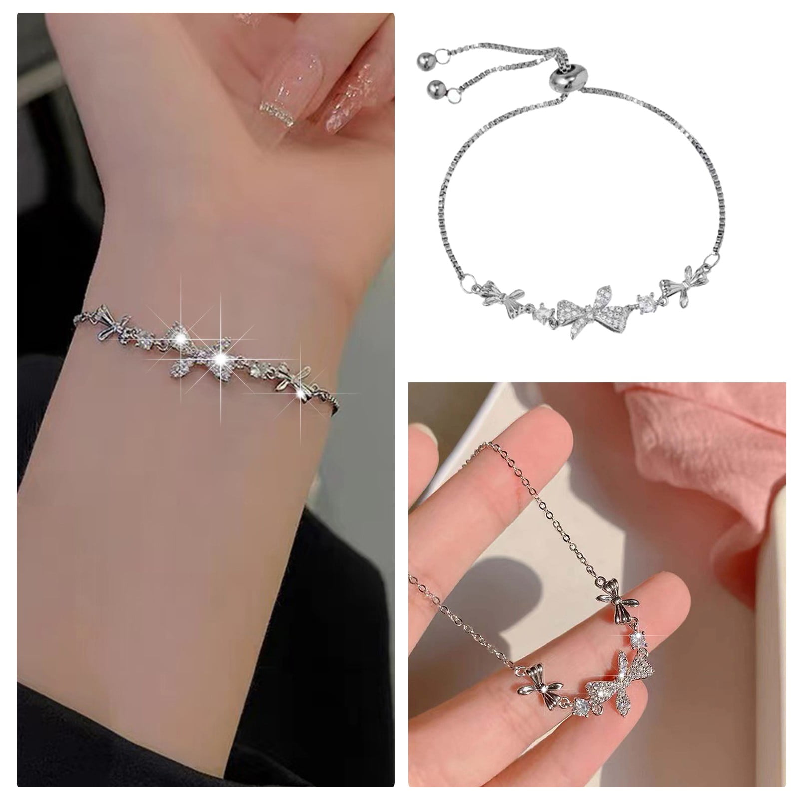 Amazon.com: Link Chain Pearl Bracelet Jewelry for Girls Simple Diamond  Inlaid Ladies Bracelet Bracelet Cuff- Wrap Bangle- Link Jewelry Gifts (A,  One Size): Clothing, Shoes & Jewelry