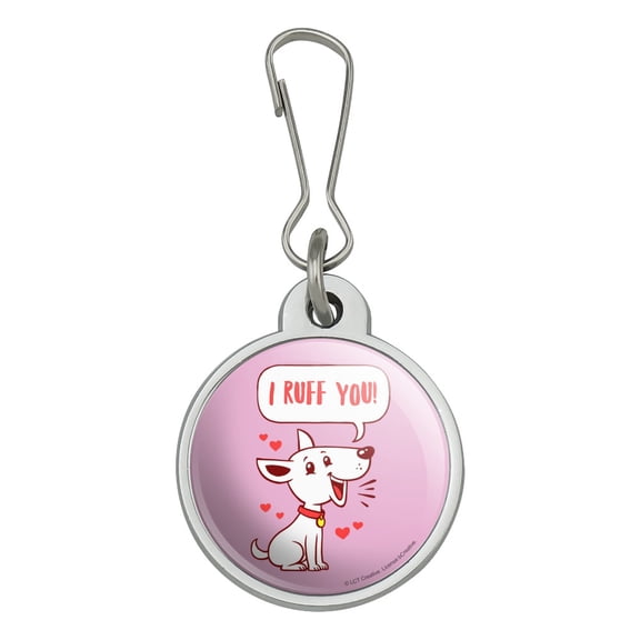 I Ruff Love You Dog Funny Humor Jacket Handbag Purse Luggage Backpack Zipper Pull Charm