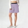 thumbnail image 7 of LangJing Yoga Shorts for Women Dressy 2026 Summer Casual Wide Leg Shorts Elastic High Waisted Business Work Short with Pockets Purple,XXL, 7 of 7