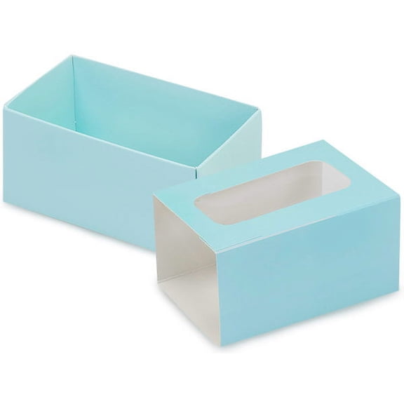 10 PK, Aqua Macaron Cookie Box Set, 3.75 x 2.5 x 2" For Events, Birthday Parties, Upscale Events