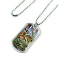 thumbnail image 2 of Triceratops T-Rex Stegosaurus Jurassic Dinosaurs Military Dog Tag Pendant Necklace with Chain, 2 of 5