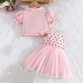thumbnail image 4 of Piuwrlz Skirt and Jacket Set Girls Mesh Dress Set Short Sleeved Bow-knot Solid Color Printed Skirts Suits Pink Size 9 Months, 4 of 8