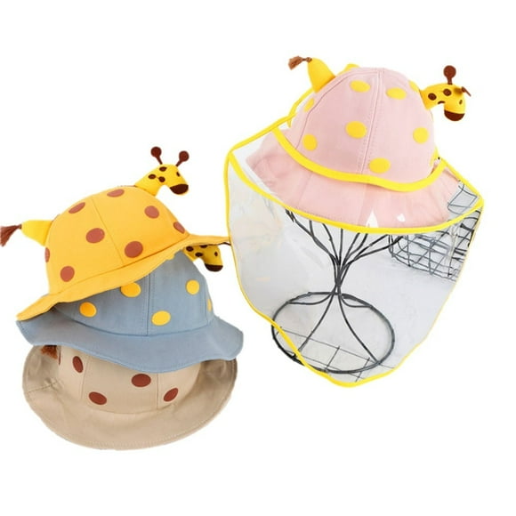 Chapeau Bob de Soleil pour Bébé et Enfant, Casquette Style Animal Mignon, Chapeau Protecteur avec Écran Facial Transparent de Sécurité pour Activités Extérieures