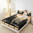 thumbnail image 4 of jejeloiu Jungle Bear Deer Twin Sheet Sets,Woodland Animals Twin Fitted Sheet,Rustic Farmhouse Tribal Flat Sheet For Adults,Luxury Bedroom Decor,3 Pieces, 4 of 7