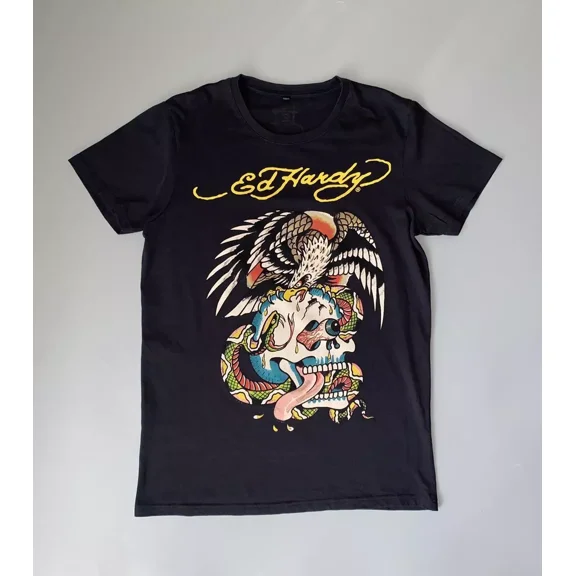 Ed Hardy Big Logo Black Unisex Heavy Cotton Tshirt For Men Women
