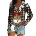 thumbnail image 3 of Craaazy Women's Christmas V Neck Long Sleeve Top Loose Funny Christmas Blouses Gifts, 3 of 4