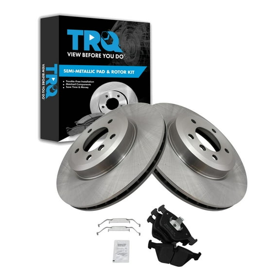 TRQ Front Brake Pad & Rotor Kit Brake Pads Brake Rotor Semi-Metallic Fits Select 2001-2006 BMW 330Ci 2001-2005 330i 330xi 2006-2008 Z4