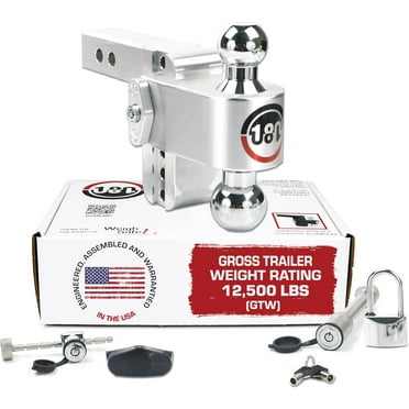 Weigh Safe Adjustable Trailer Hitch Ball Mount, 4" Adjustable Drop Hitch for 2" Receiver w/ 4 pc Keyed Alike Lock Set, Heavy Duty Aluminum Trailer Tow Hitch w/Chrome Plated Tow Balls, 12,500 lbs GTW