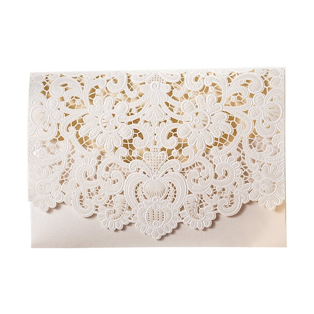 25 tarjetas de invitación de boda huecas con sobres para boda, despedida de soltera, tarjeta de feli Tomshoo Blanco/25 piezas
