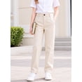 thumbnail image 4 of HILEELANG 4-15 Little/Big Boys and girls Chino Pants Straight Leg Button Front Twill School Uniform Everyday Wear Stone 1 Pack,Size 5-6T, 4 of 13