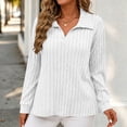thumbnail image 4 of Fall Tops for Women Nelozsy Women V Neck Plus Size Ribbed Long Sleeve Top Pullover White L, 4 of 6