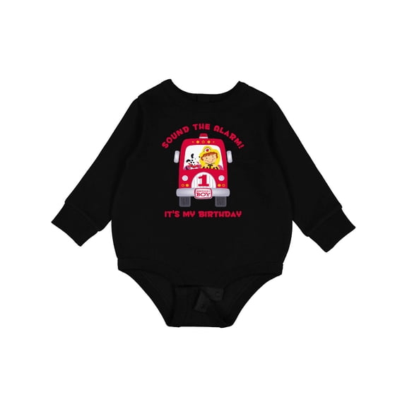 Inktastic Fire Truck 1st Birthday Boy Baby Fleece Bodysuit