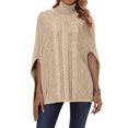 thumbnail image 2 of Wutalume Women's Lazy Style Loose Long Sleeve High Neck Solid Color Knitted Shawl Sweater, Warm Winter Pullover with Cozy Draped Design for Casual and Chic Looks,Beige L, 2 of 7