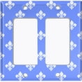 thumbnail image 2 of Metal Light Switch Plate Outlet Cover (Fleur De Lis Blue Pattern - Double Rocker), 2 of 2