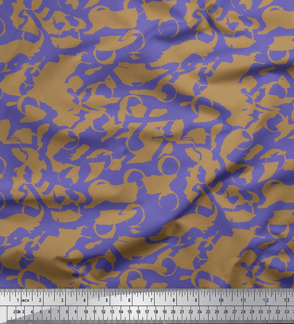 Soimoi Brown Silk Fabric Abstract Circles Abstract Decor Fabric Printed Yard 42 Inch Wide