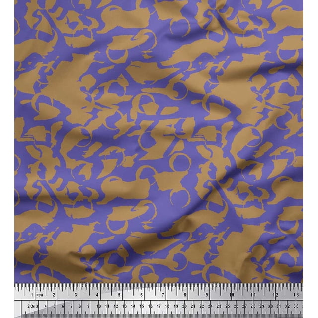 Soimoi Brown Silk Fabric Abstract Circles Abstract Decor Fabric Printed Yard 42 Inch Wide