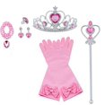 thumbnail image 3 of Disfraz de princesa Princesa de hielo Juego de 8, guantes, corona de corazón, varita, collar, anillo, pendientes. (rosado) Ormromra  LKX-0993, 3 of 4