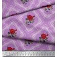 thumbnail image 3 of Soimoi Tissu Popeline de Coton à Carreaux, Feuilles & Roses Imprimé Floral 1 Yard 56 Pouces de Large, 3 of 3