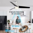 thumbnail image 6 of Warmiplanet 60inch White Ceiling Fan with Lights Remote Control,  DC Motor,6 Speed, Frosted Glass (3 Blades), LED Light, 6 of 8