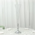Efavormart 2 Pack | Silver 40” Tall Crystal Beaded Trumpet Vase Set ...