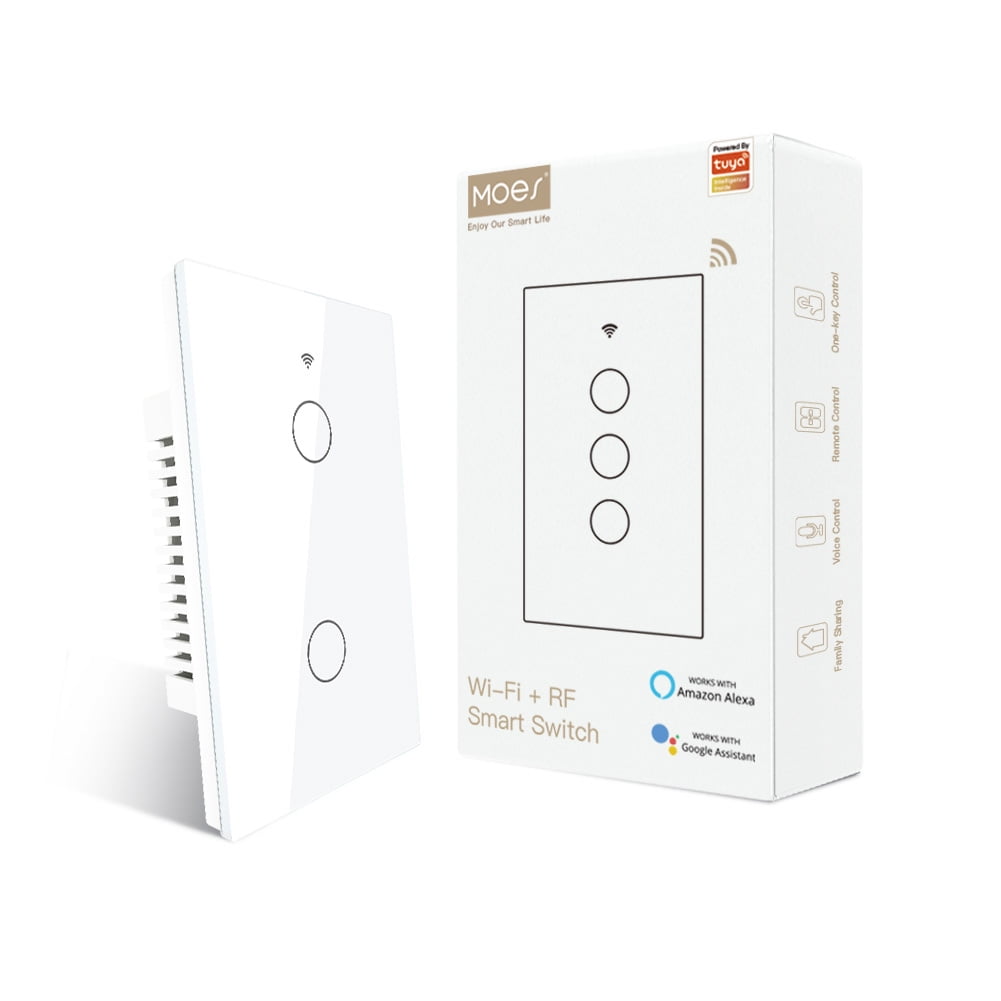 Moes 3-Way Wifi Smart Light Switch, Glass Panel, Remote Control, Rf433, 1  Gang, White - Walmart.com