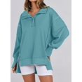 thumbnail image 2 of CAILDANL Women's Sweatshirts Oversized Casual Loose Button Up Henley Pullover Top High Low Split 2025 Fall Fashion Outfits, 2 of 2