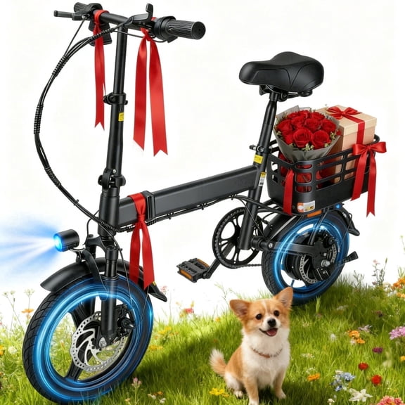 BroPath Electric Bike for Adults, Ebike, Electric Bicycle with 36V 10AH Battery,14" Folding Ebike, 21MPH,20 Miles,350W High Motor,Multi-Shock Absorption,Commuting Mini E Bikes for Teens,UL2849