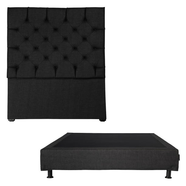 Box Base Cama Matrimonial + Cabecera Capri Negro