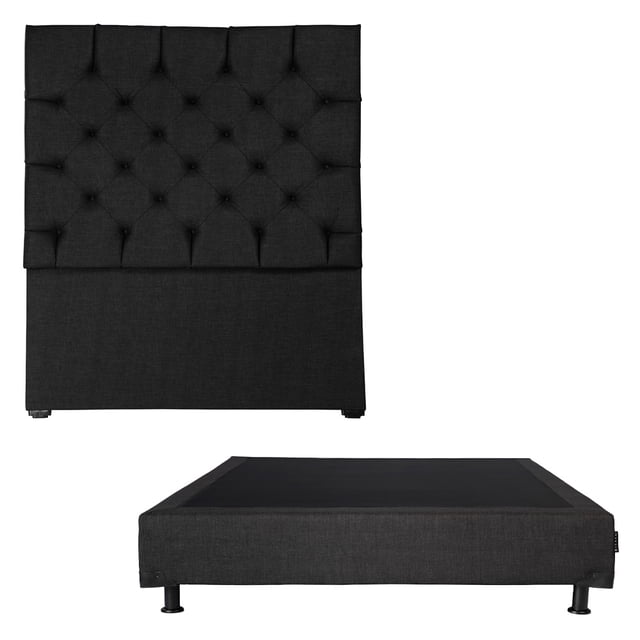 Box Base Cama Individual + Cabecera Capri Negro