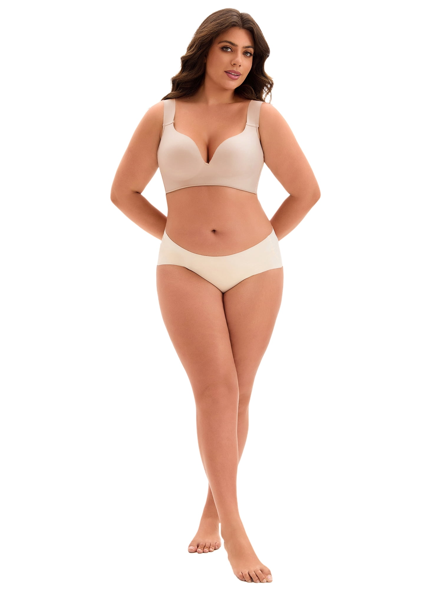 Unique Bargains Full Coverage Push Up Support Bra E 40 Beige