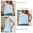 thumbnail image 5 of Women Sleeveless T Shirt Single Shoulder Strap Bow Tie Loose Fitting Summer Casual Top Blue XXL, 5 of 6