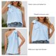 thumbnail image 5 of Camiseta sin mangas para mujer, con tirantes de un solo hombro, pajarita, ajuste holgado, Top informal de verano, azul XXL, 5 of 6