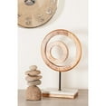 thumbnail image 2 of 9" x 13" Brown Mango Wood Circle Geometric Sculpture with Marble Stand, by DecMode, 2 of 9