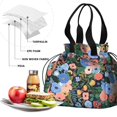 thumbnail image 4 of Pioneer Flower Floral Print Pattern Drawstring Lunch Bag Women - Drawstring Lunch Bag Insulated for Work Office - Stain-Resistant Large Lunchbags for Women with Multi-Pockets, 4 of 6