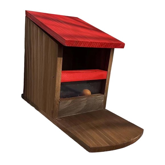 Comedero de madera para ardillas, comedero espacioso para mascotas de jardín, ideal para patios y árboles decorativos. rojo
