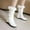 White, variant on Jsaierl Women's Winter Boots Warm Faux Fur Mid Calf Snow Boots Fashion Wedge High Heels Platform Tassel Dress Shoes for Ladies