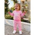 thumbnail image 5 of Loicainy Baby Toddler Girl 2-piece Outfit 6 12 18 24 Months 2T 3T Striped Long Sleeve Embroidery Letters Sweatshirt Pants Clothes Set, 5 of 9