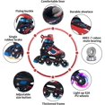 thumbnail image 3 of Nattork Kids Boys Inline Skates Adjustable Blades Skate Light up Wheels Red Size L, 3 of 7