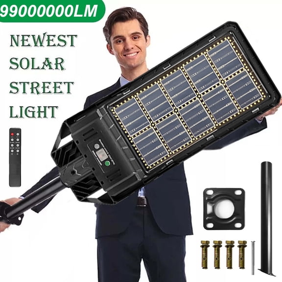 99000000LM Commercial 300W LED Solar Street Light Dusk to Dawn Road Lamp Pole