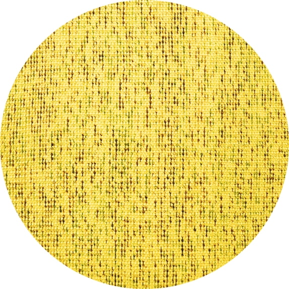 Ahgly Company Machine Washable Indoor Round Abstract Yellow Contemporary Area Rugs, 5' Round