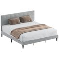 thumbnail image 1 of HOMCOM King Bed Frame with Upholstered Headboard Platform Bed Frame Grey, 1 of 10