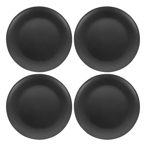 ACDANC 4 pcs Round Black Melamine Plates Flat Bottom Dinner Dishes
