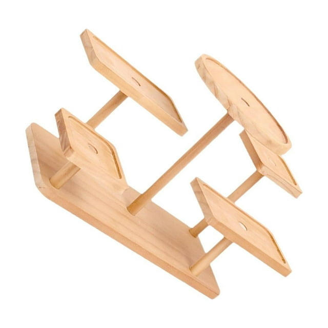 serony Display Riser Sturdy Tabletop Tiered Tray Dolls Makeup Collection Figure for Plain Wood 29.5x13x21cm