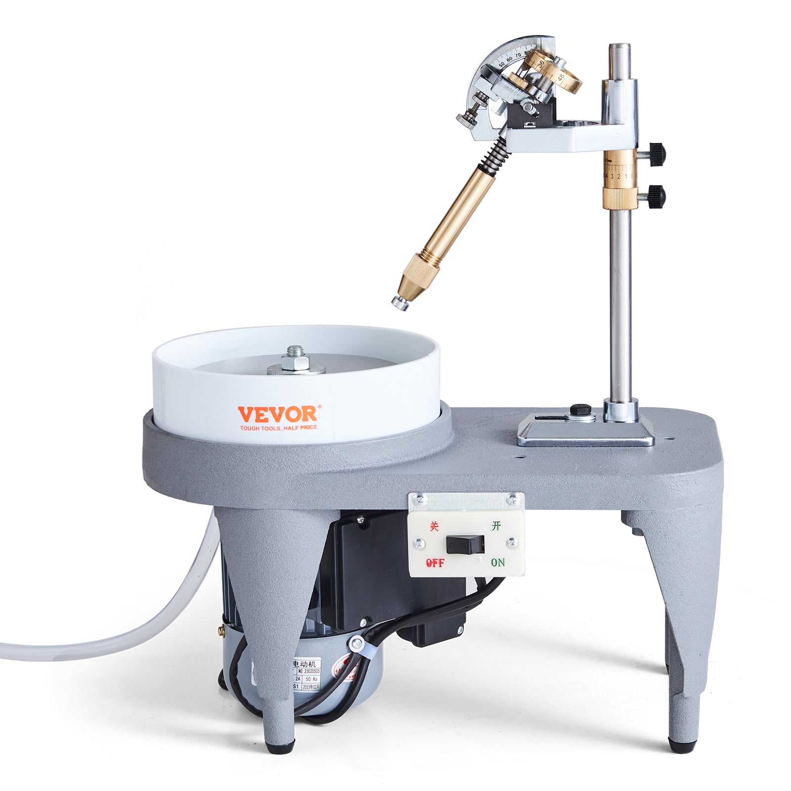 VEVOR Gem Faceting Machine – 180W Jade Grinding & Polishing, 0-2980RPM Variable Speed, Precision Manipulator With 96-Gear Handle, Lamp & Baffle Included