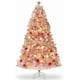 thumbnail image 2 of Historyli Árbol de Navidad artificial de 2,2 m, preiluminado, soporte de metal resistente, ramas realistas, decoración navideña fina, color oro rosa, 2 of 9