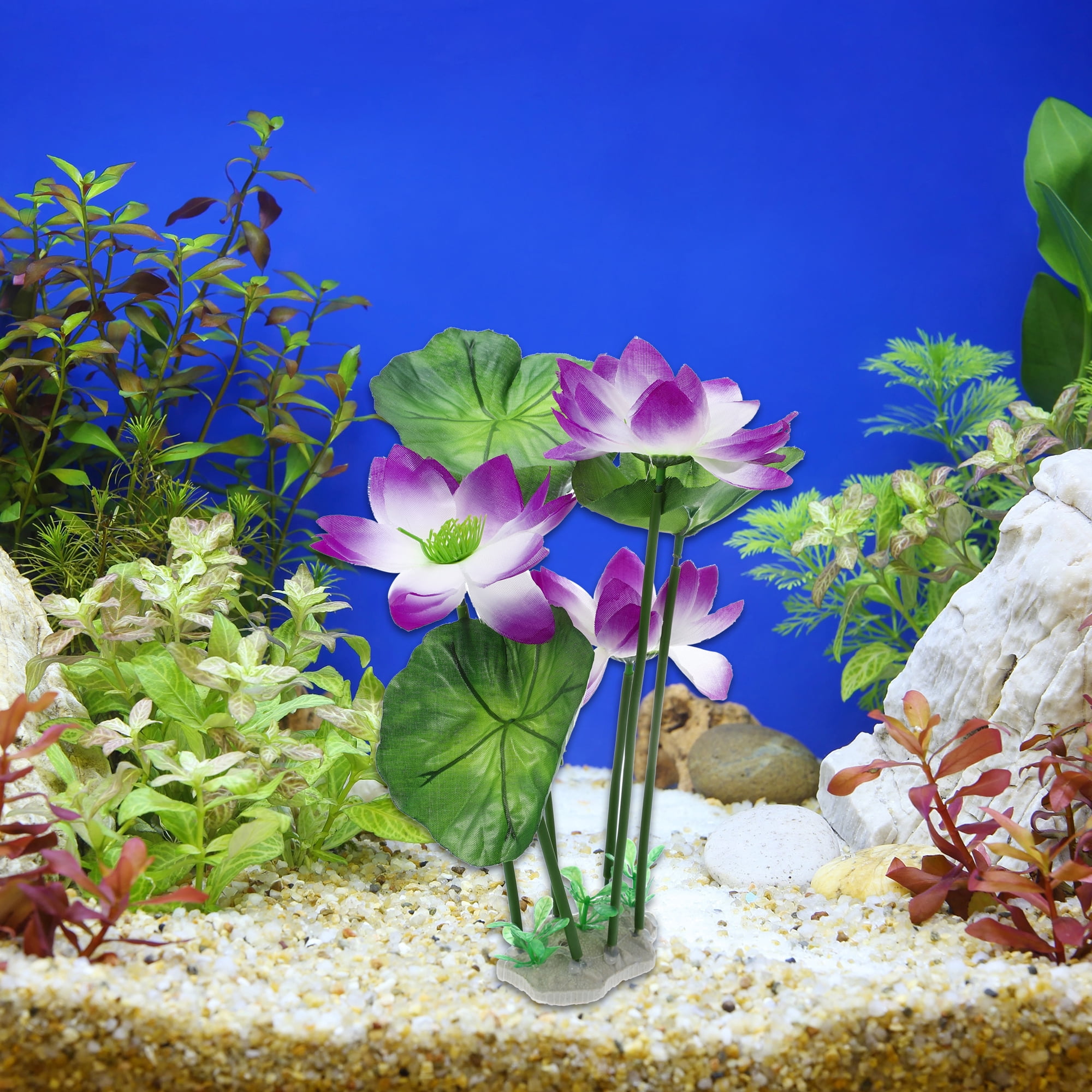Unique Bargains 1pcs Fish Tank Aquarium Decorations Plants White Purple 10.24" Plastic Plants for Aquarium Decor